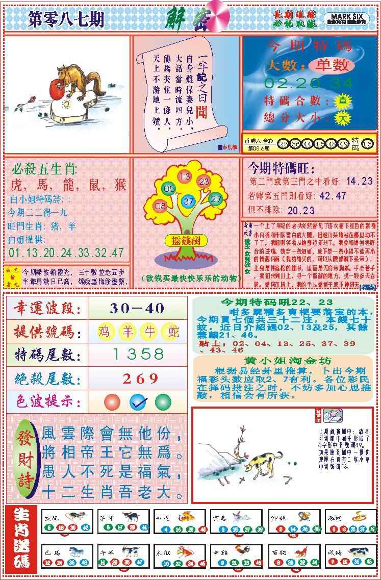 六合彩087期118解密(新图)