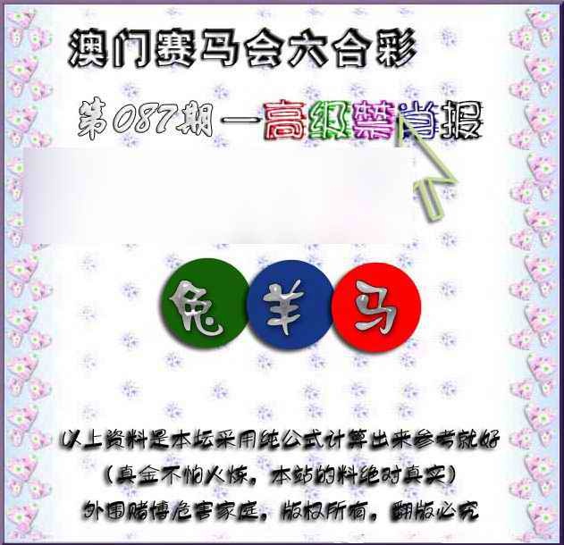 六合彩087期赛马会高级禁肖报