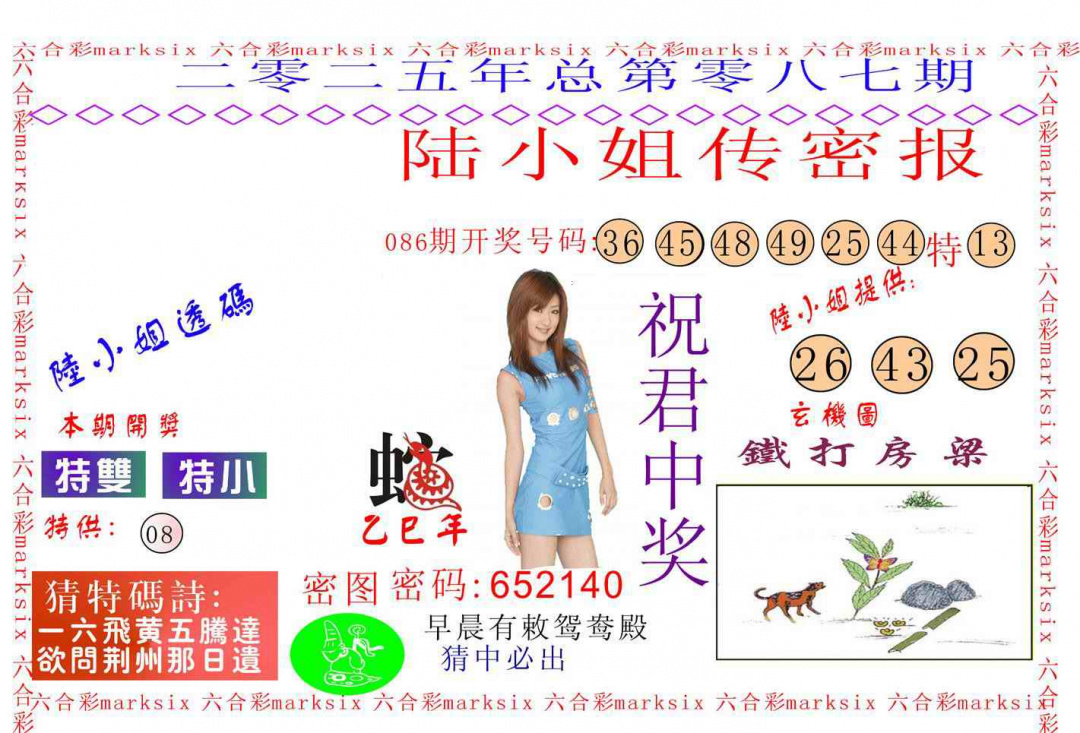 六合彩087期陆小姐传密A