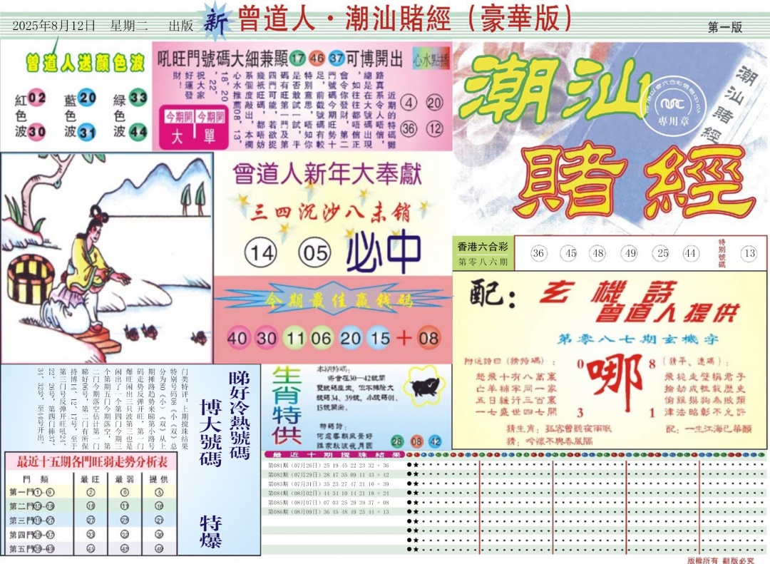 六合彩087期中版潮汕A