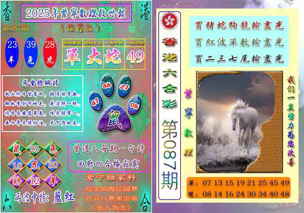 六合彩087期数理救世报