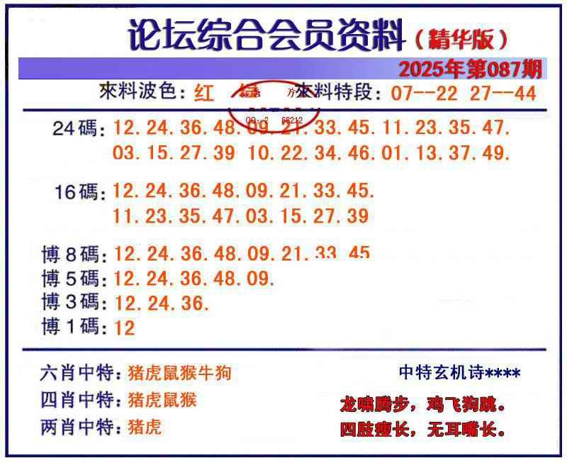 六合彩087期综合会员资料