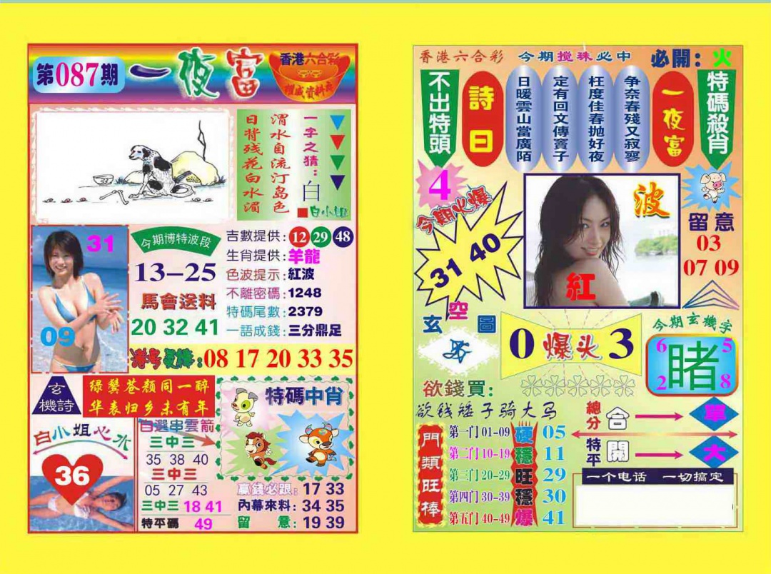 六合彩087期一夜富