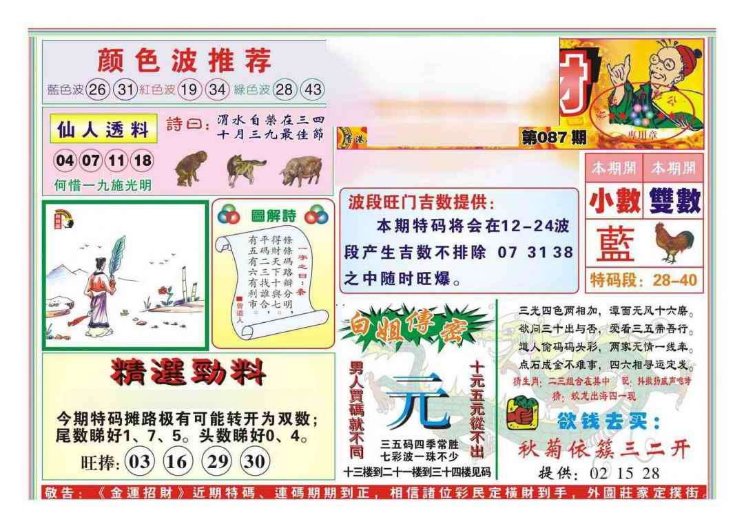 六合彩087期金运招财(新图)