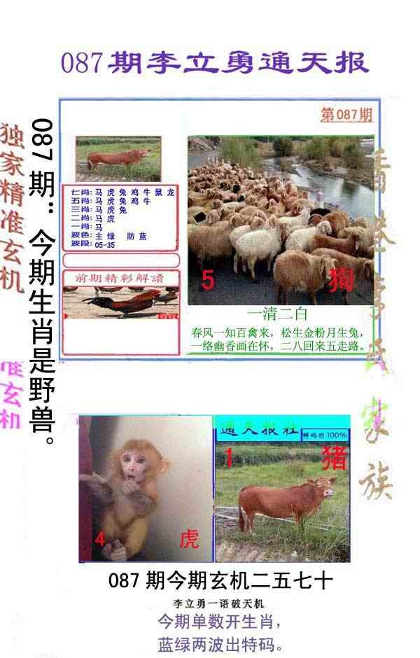 六合彩087期李立勇通天报