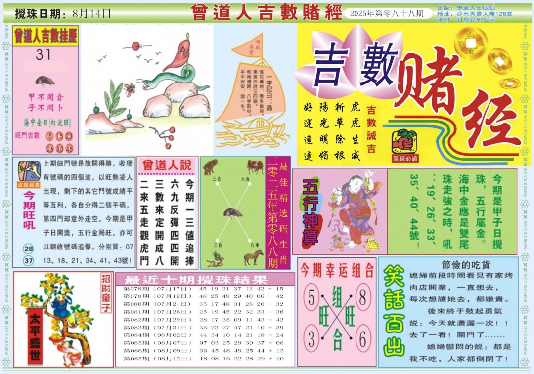 六合彩088期吉数赌经A