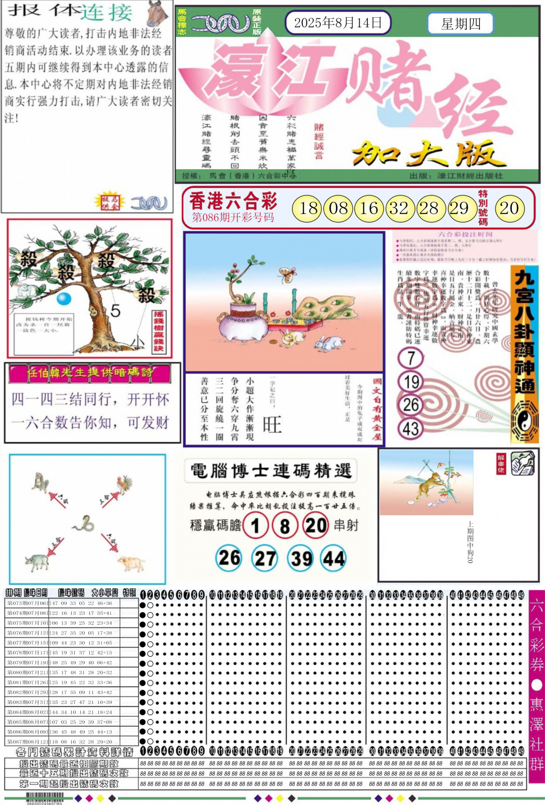 六合彩088期濠江赌经A加大版