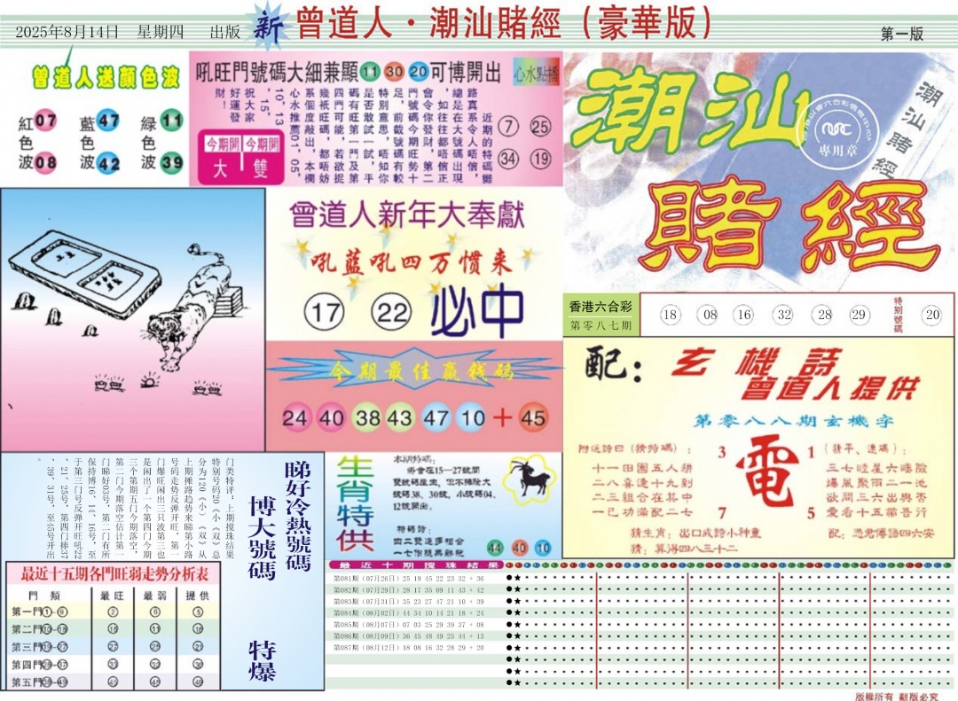 六合彩088期中版潮汕A