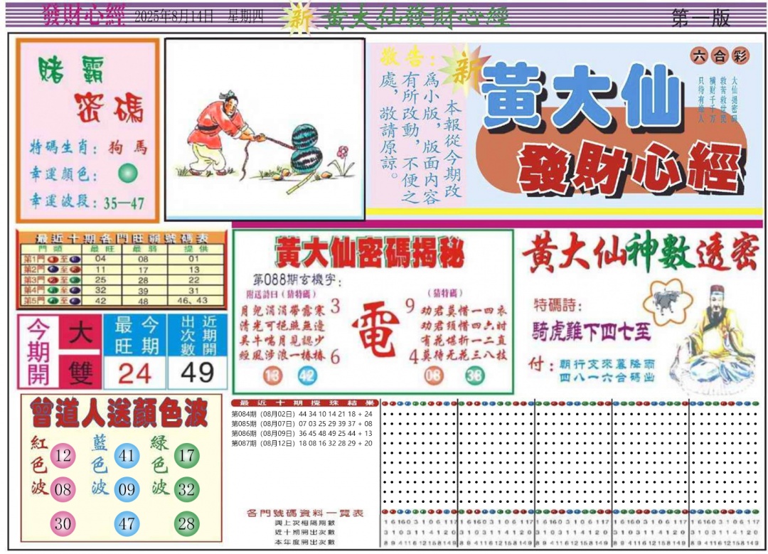 六合彩088期发财心经A