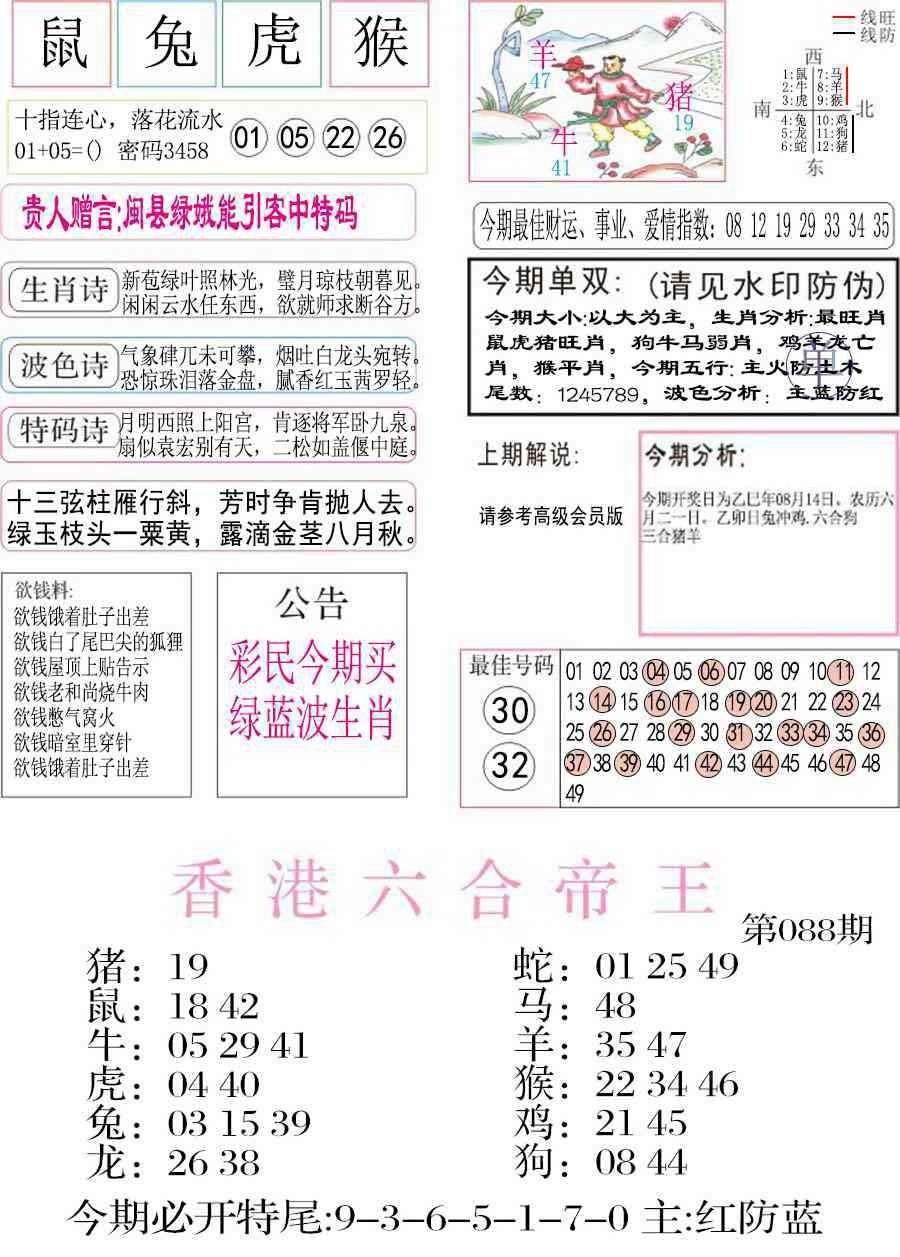六合彩088期凤凰闲情A