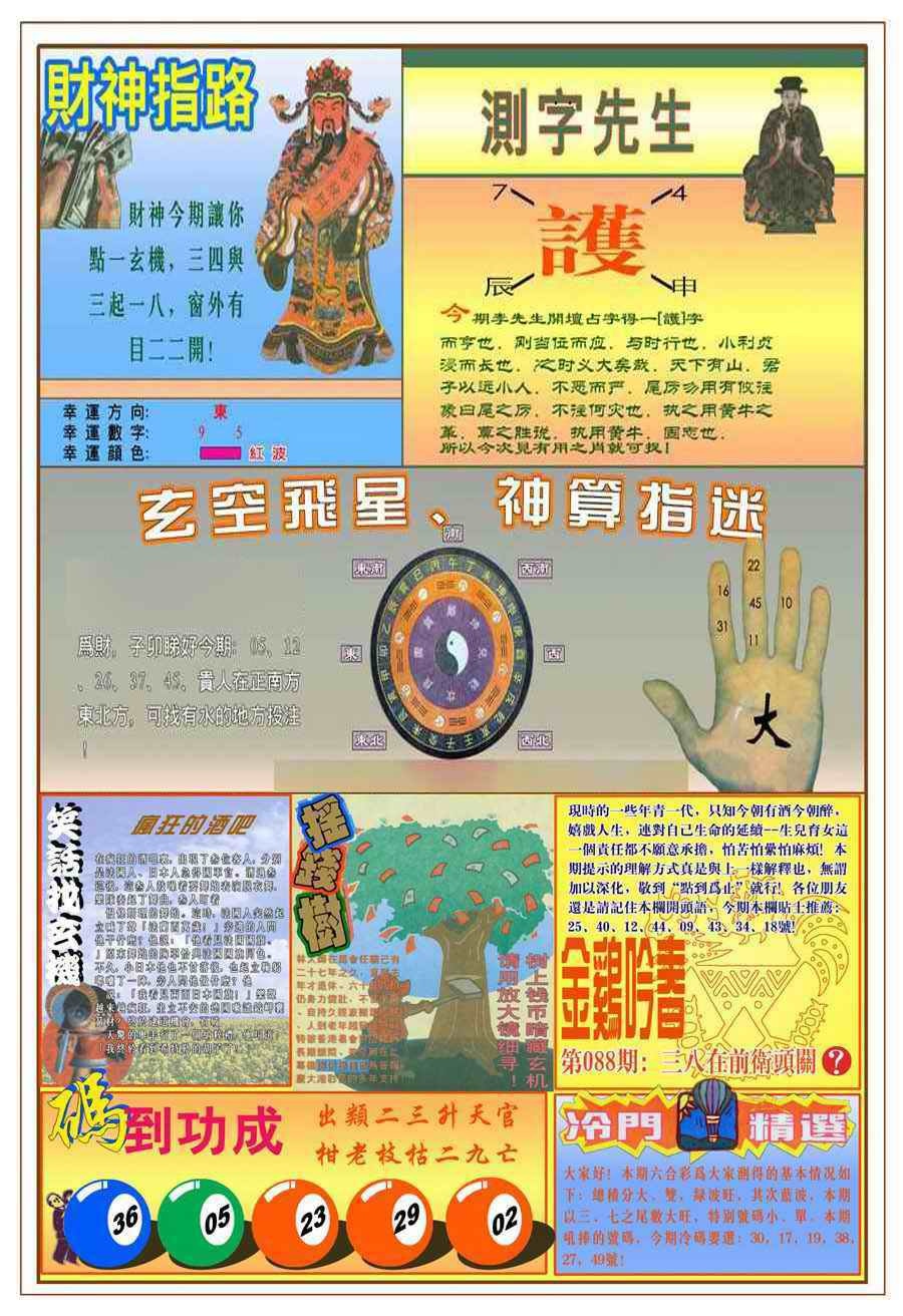 六合彩088期(新版)四柱预测B