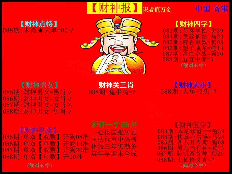 六合彩088期红财神