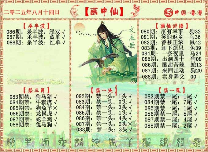 六合彩088期画中仙报