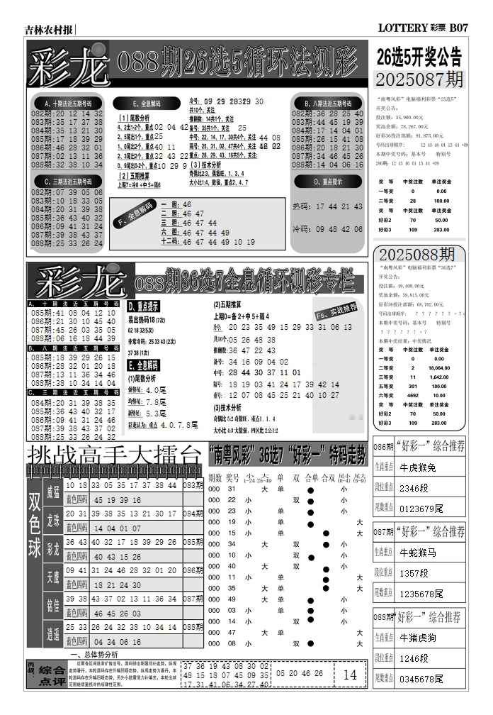 六合彩088期七星彩图(高清)D