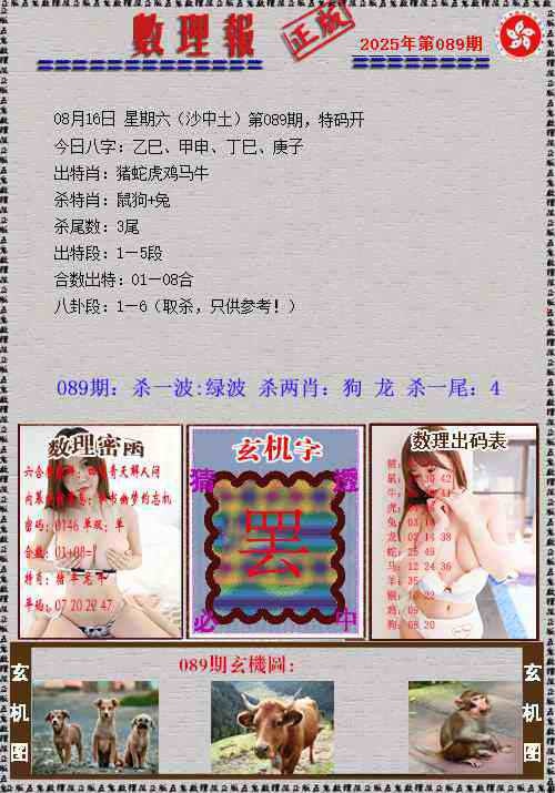六合彩089期数理报