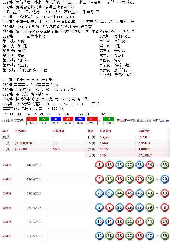 六合彩089期特新五鬼B