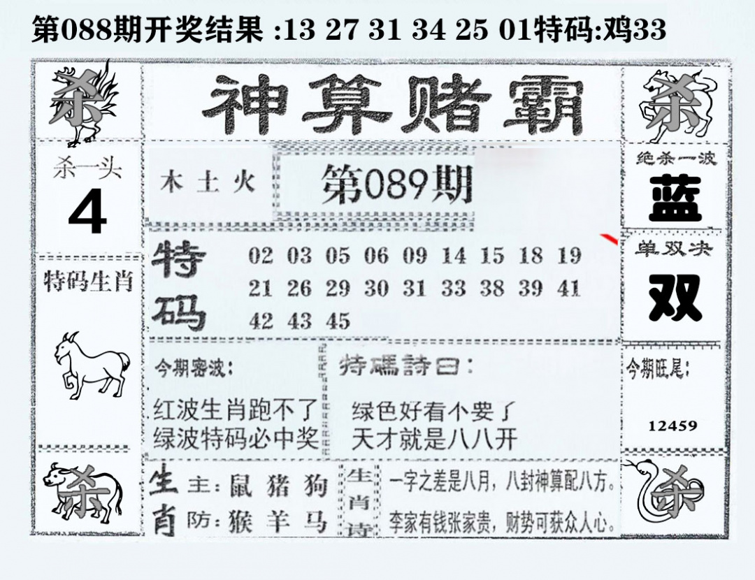 六合彩089期神算赌霸