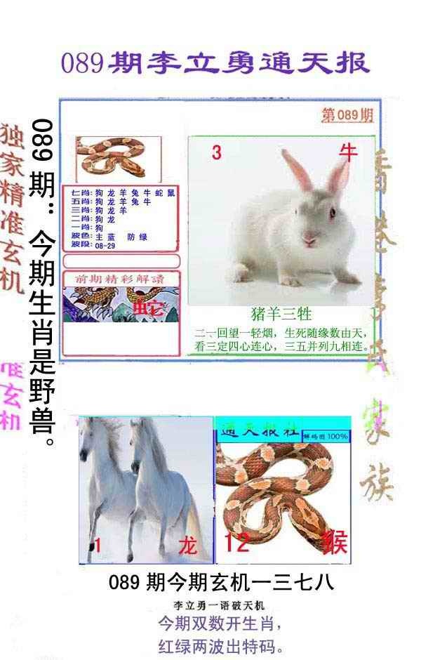 六合彩089期李立勇通天报