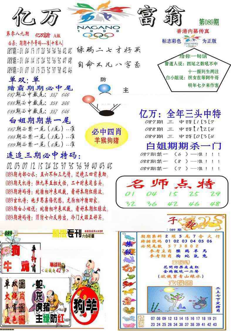 六合彩089期亿万富翁A