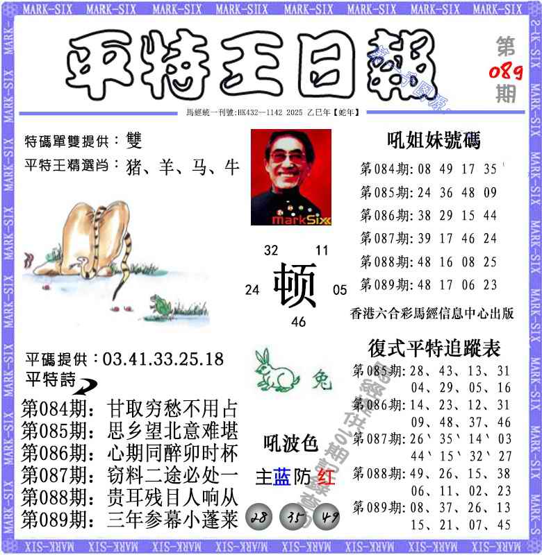 六合彩089期平特王日报（荐）