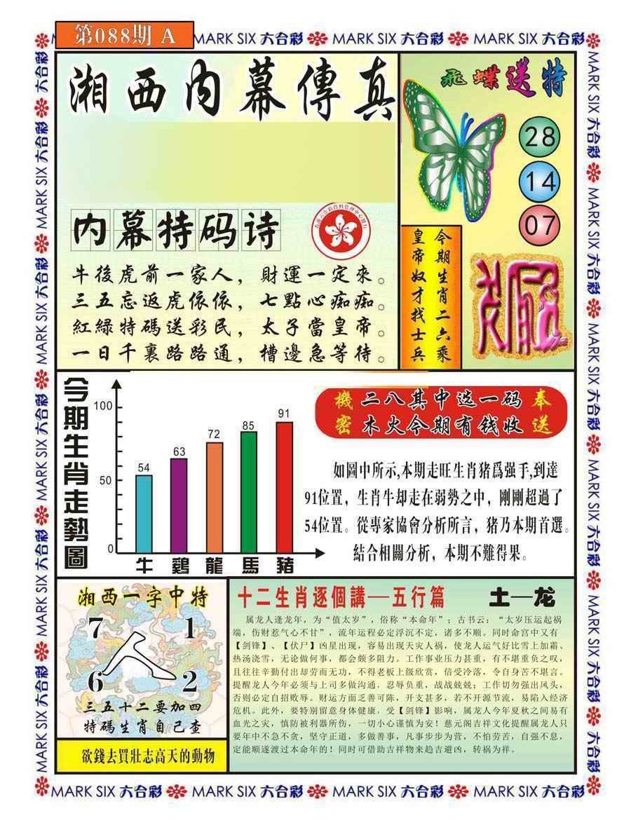 六合彩089期湘西内幕传真A
