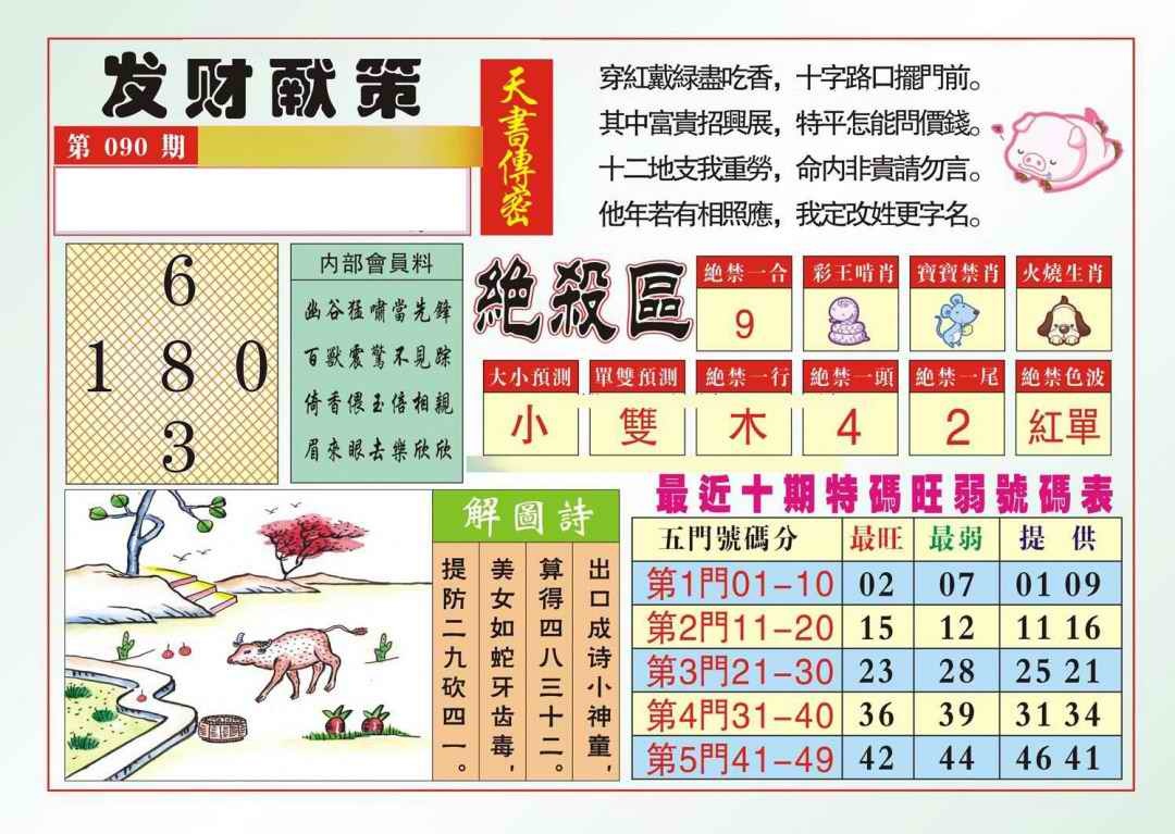 六合彩090期发财献策