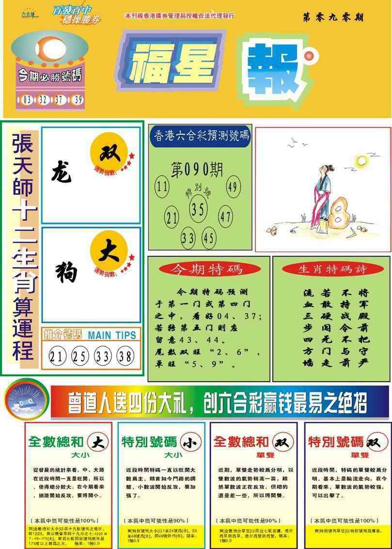 六合彩090期福星报