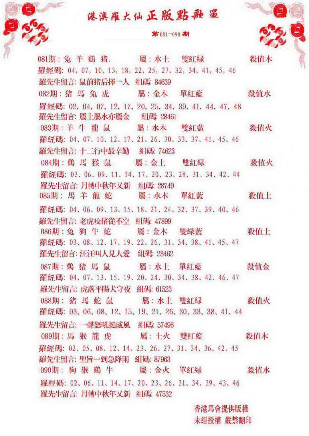 六合彩090期点歌单