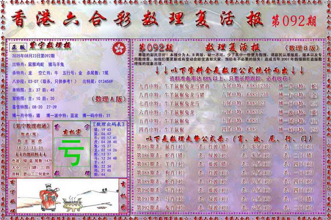 六合彩092期数理复活报