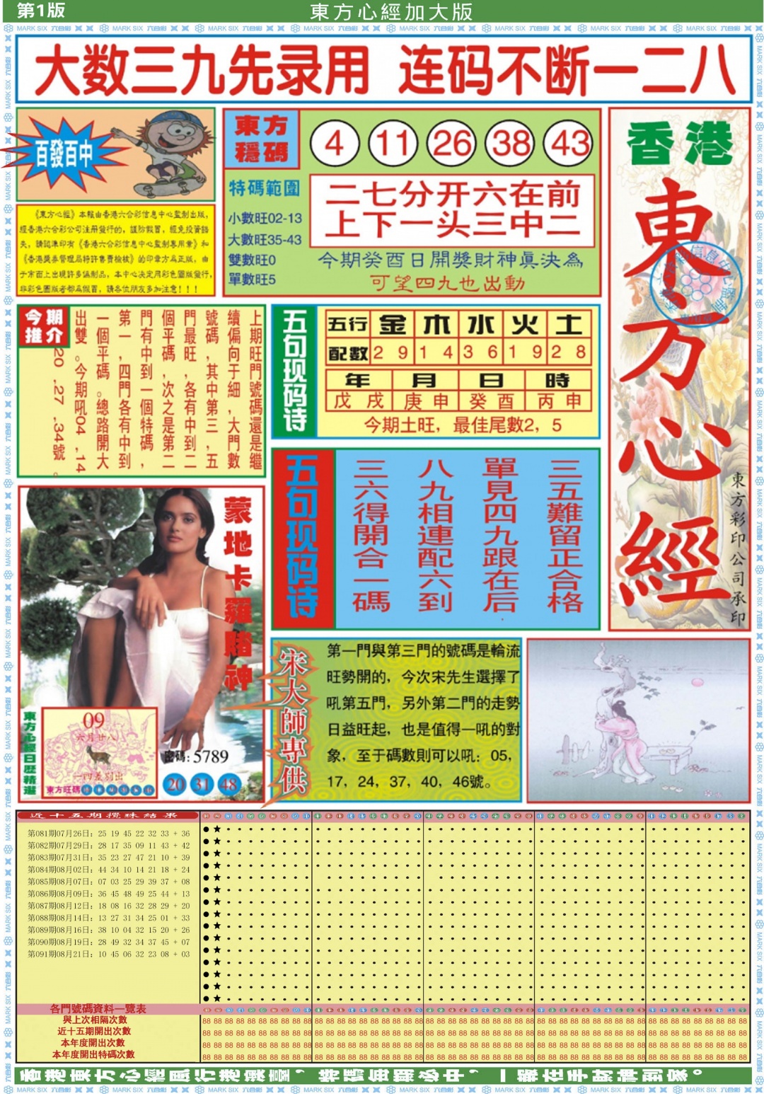 六合彩092期东方心经A加大版