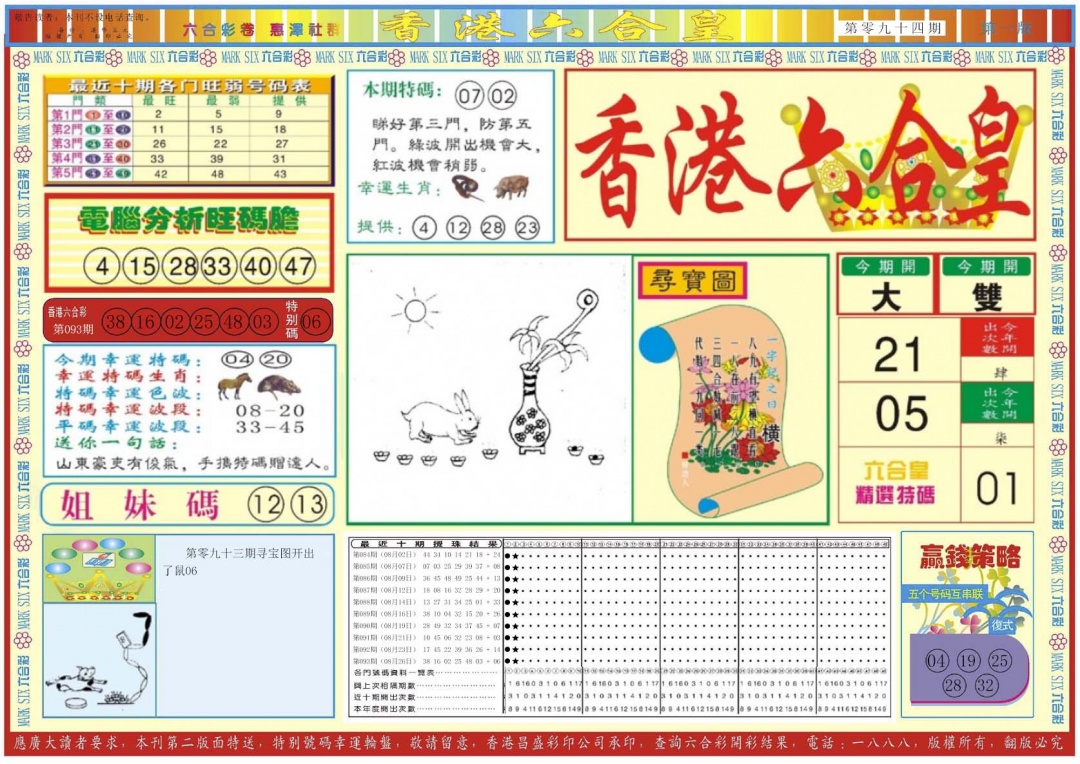 六合彩094期香港六合皇A