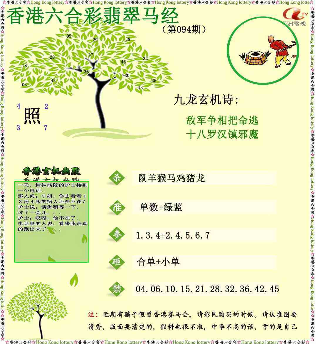 六合彩094期翡翠马经