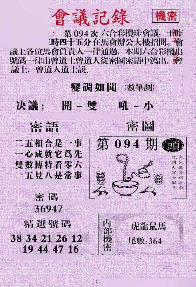 六合彩094期会议记录