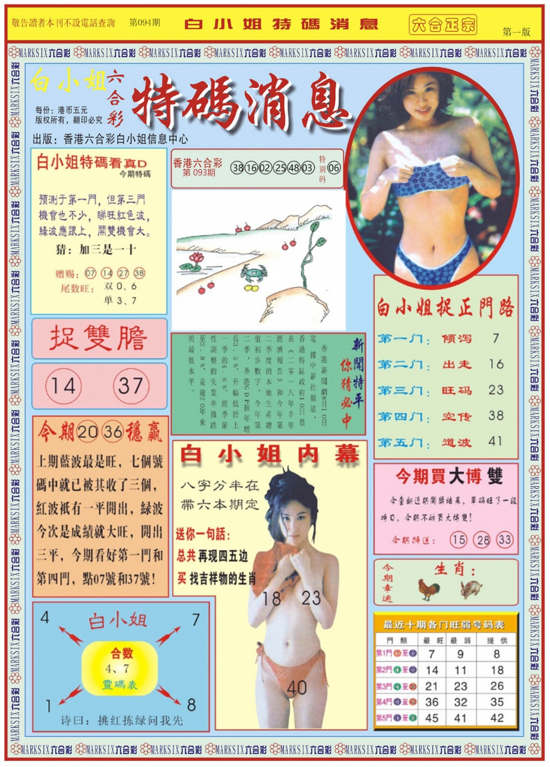 六合彩094期白小姐特码消息A