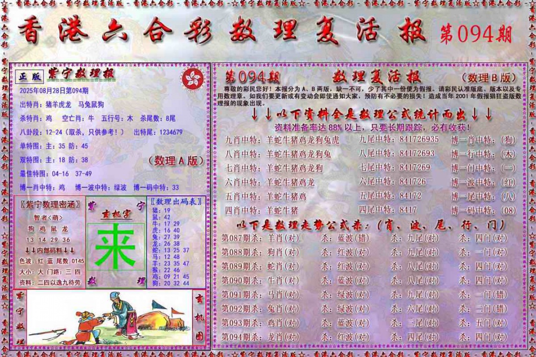 六合彩094期数理复活报