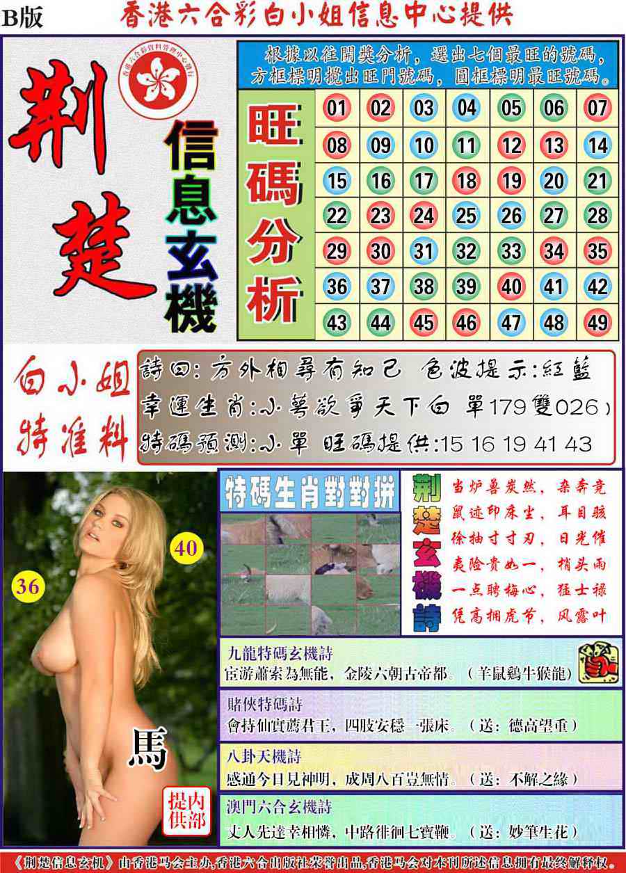 六合彩094期荆楚信息玄机B