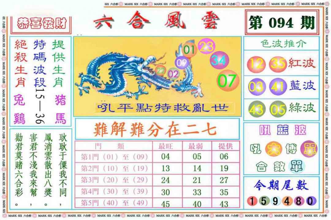 六合彩094期六合风云《另版》