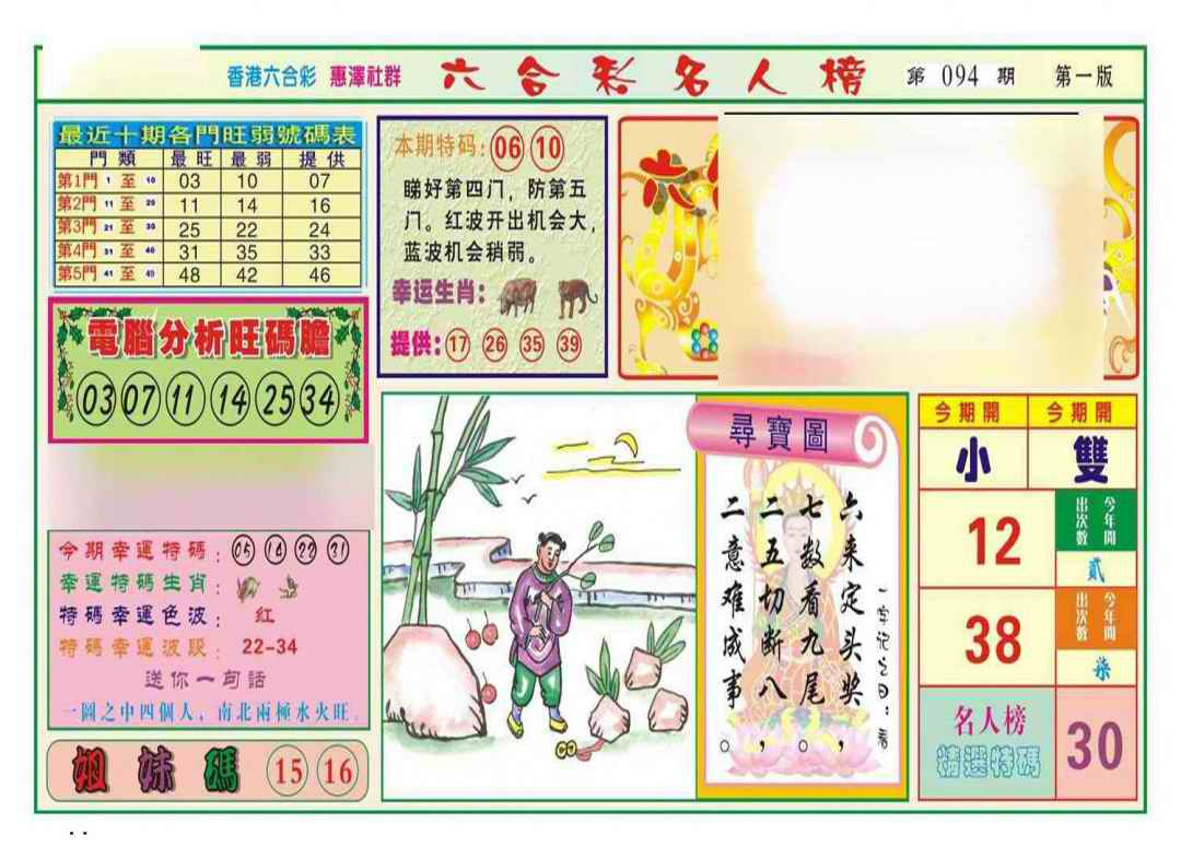 六合彩094期名人榜A(新图)
