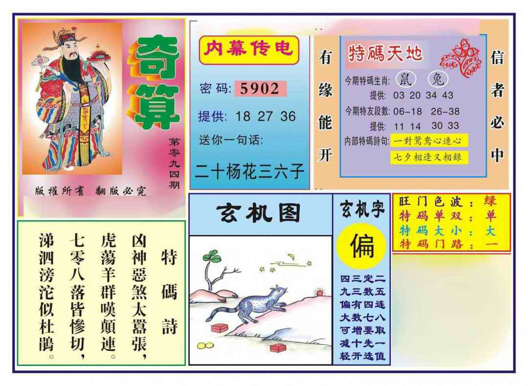 六合彩094期奇算(新图)
