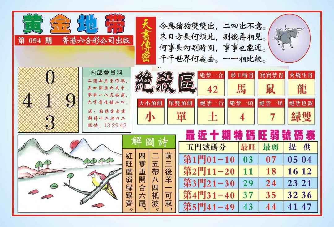 六合彩094期香港黄金地带(新图)