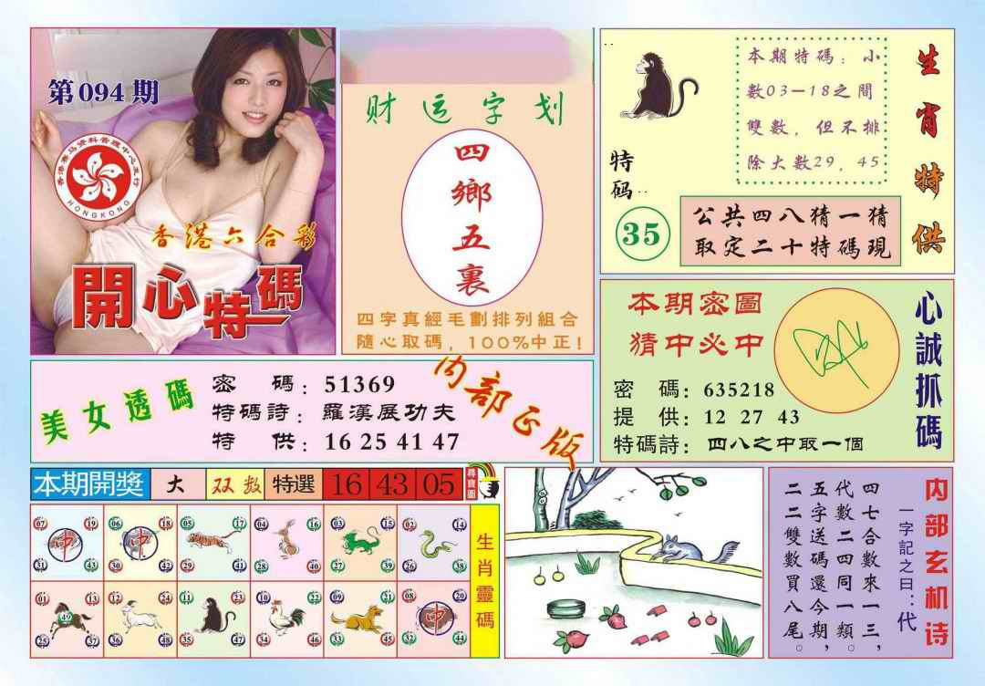 六合彩094期香港开心特码(新图)