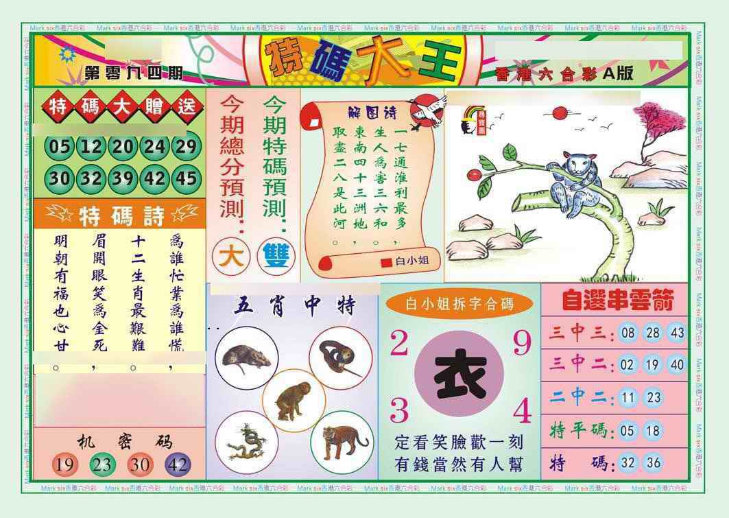 六合彩094期特码大王A（新图）