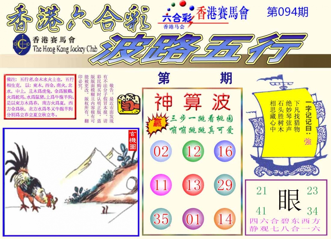 六合彩094期波路五行