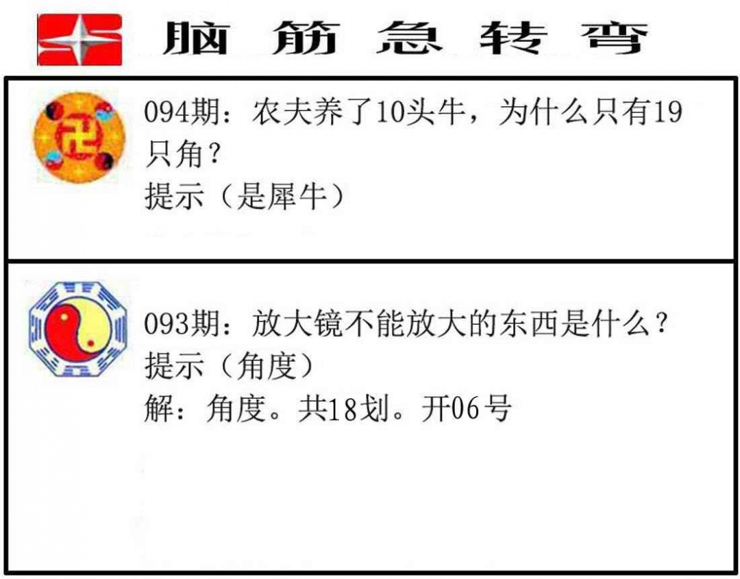 六合彩094期脑筋急转弯