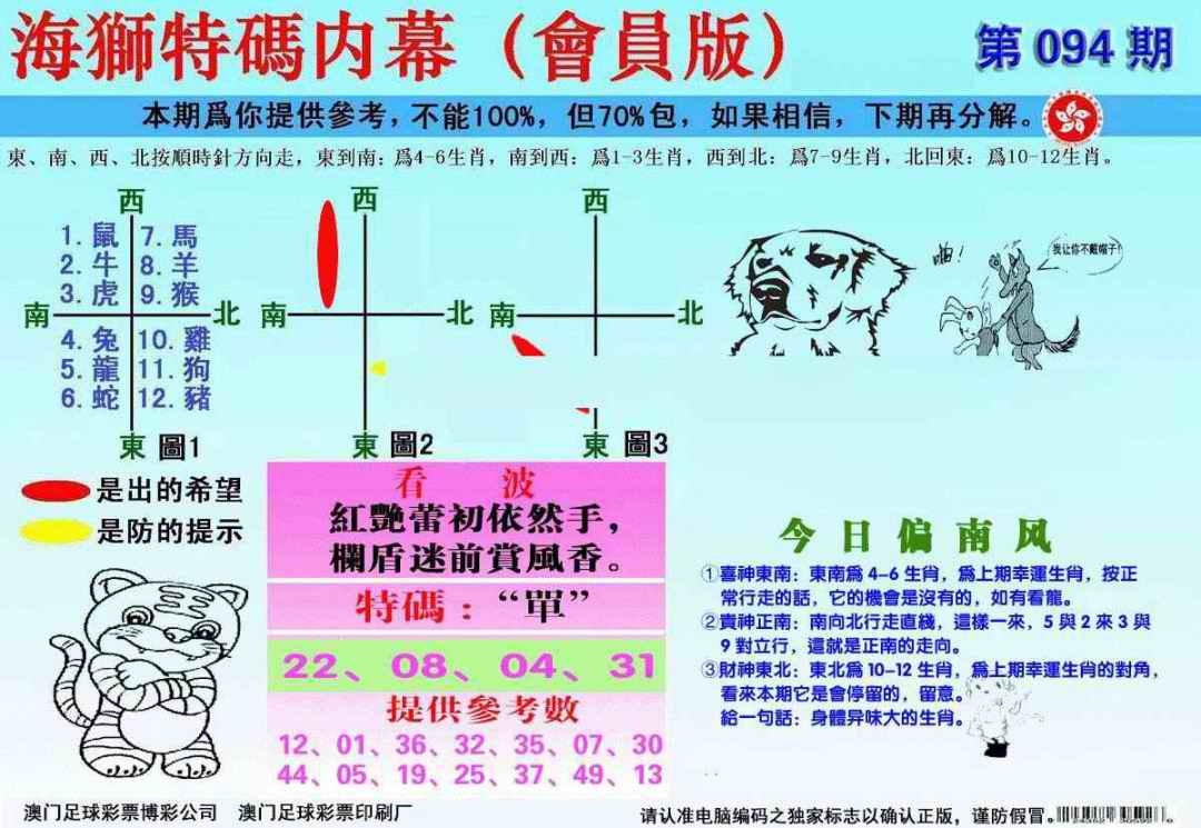 六合彩094期另版海狮特码内幕报