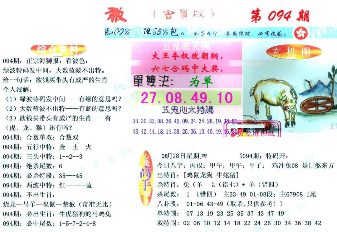 六合彩094期新五鬼玄机