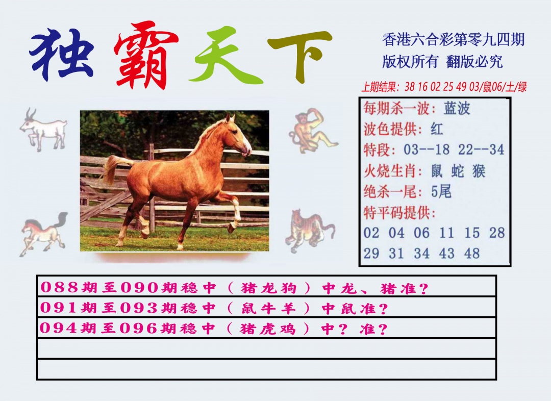 六合彩094期独霸天下