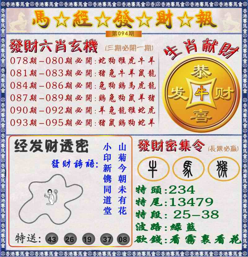 六合彩094期马经发财报（荐）