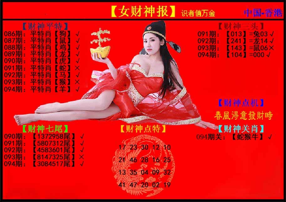 六合彩094期女财神报