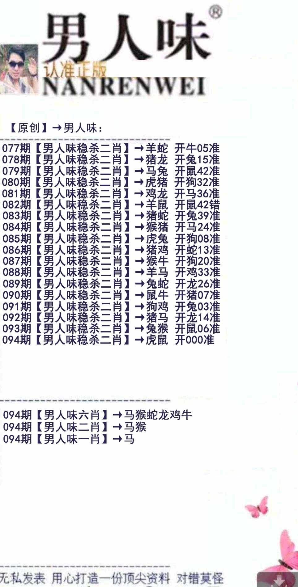 六合彩094期男人味